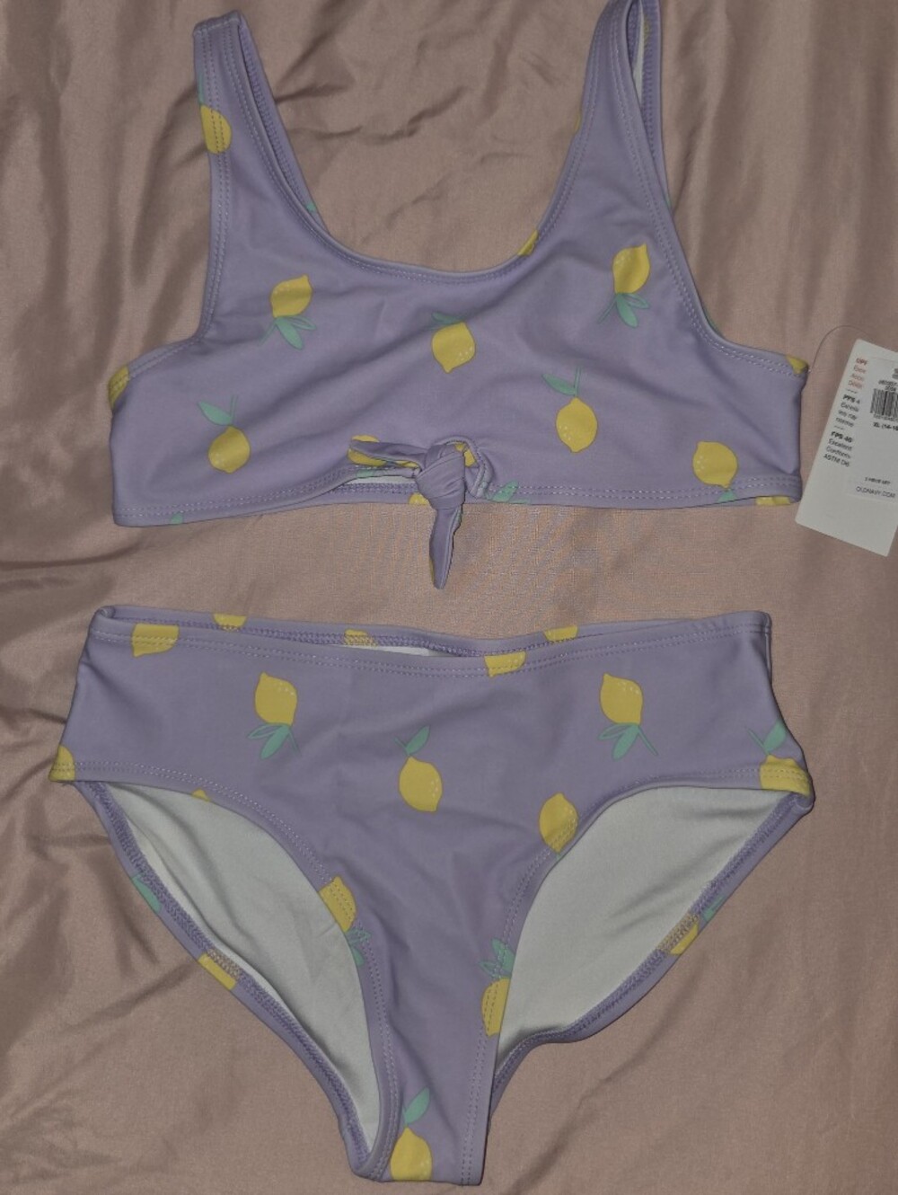 Old Navy Lavender Bikini Set with Yellow Lemon Print